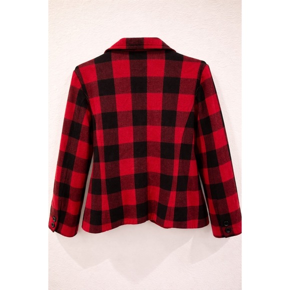 Gap Women's Buffalo Plaid Wool Coat Red Black Double Breasted Jacket XL - Picture 3 of 9
